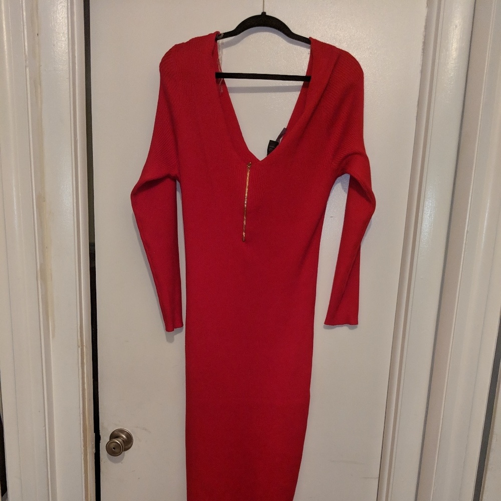 Red sweater dress